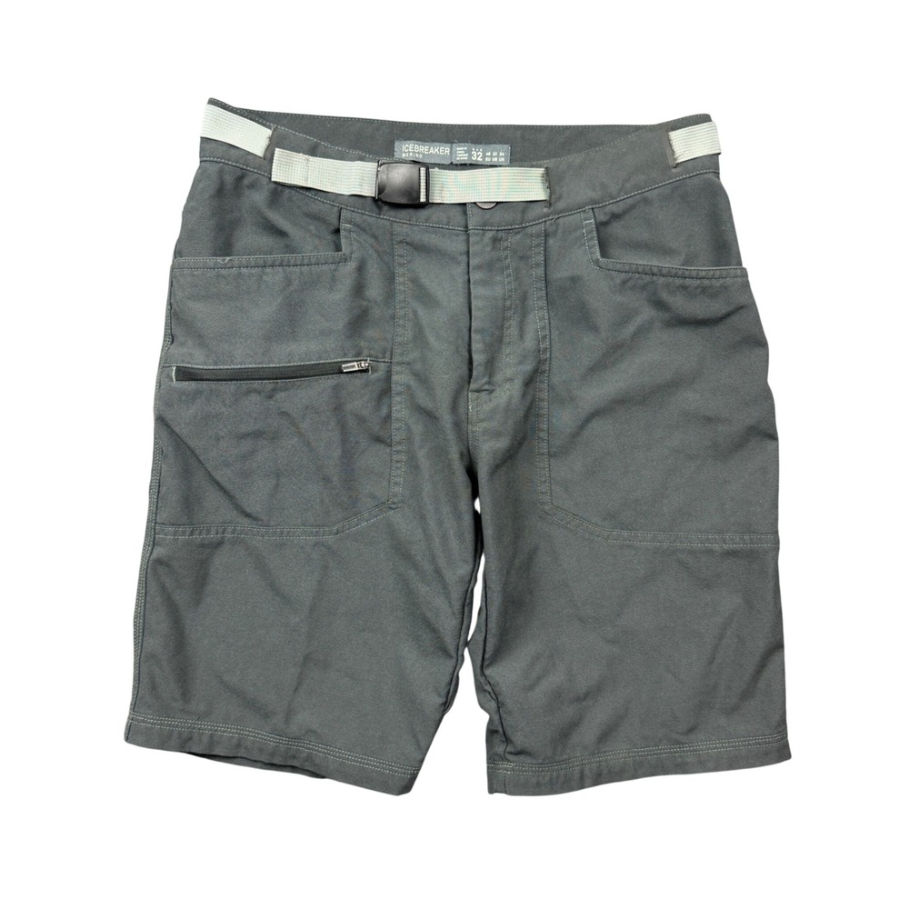 Icebreaker Merino Mens 32 Gray Wool Blend Hiking Shorts Belted Utility Outdoors